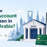 frozen bank account in Saudi Arabia with lock icon on banking app